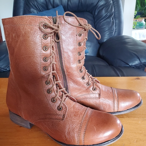 Steve Madden Leather Lace up Ankle Boots Size 11 - Picture 1 of 6